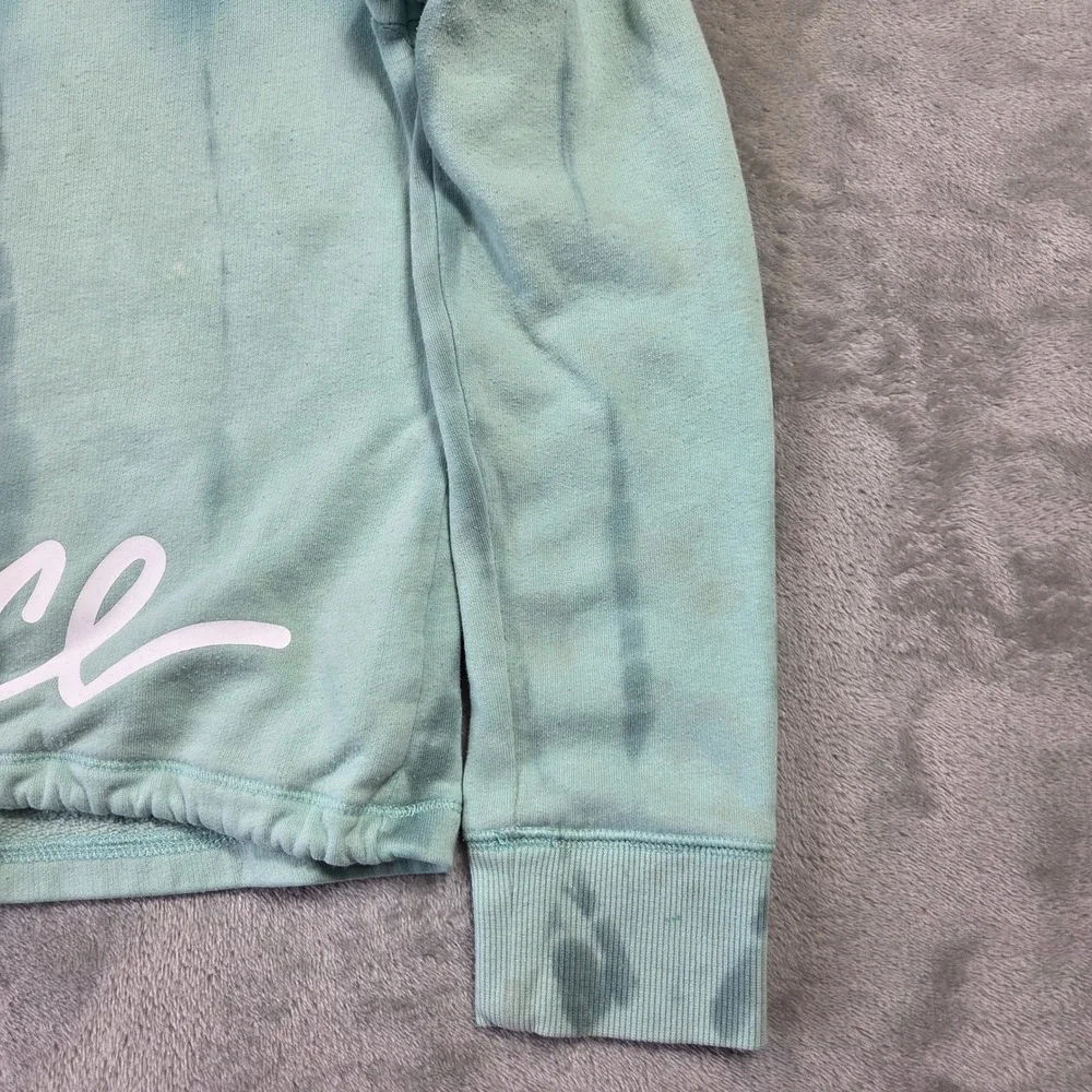 Justice Active Girls Teal Ombre Tie Dye Logo Pullover Hoodie Size 10 Lounge Cute